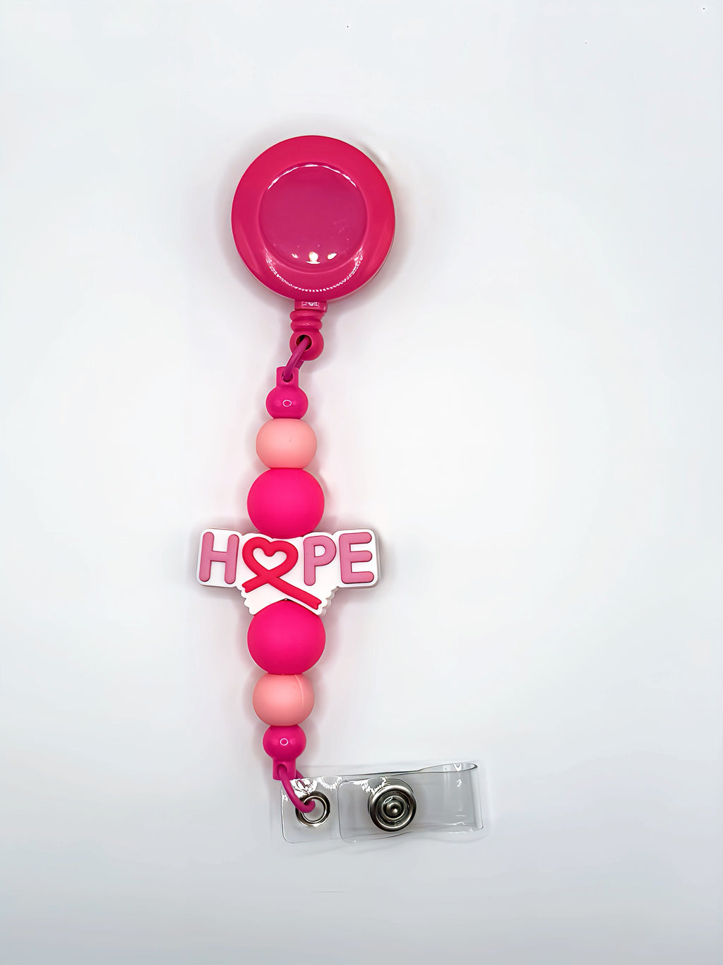 Breast Cancer Silicone Bead Badge Reel