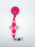 Breast Cancer Silicone Bead Badge Reel