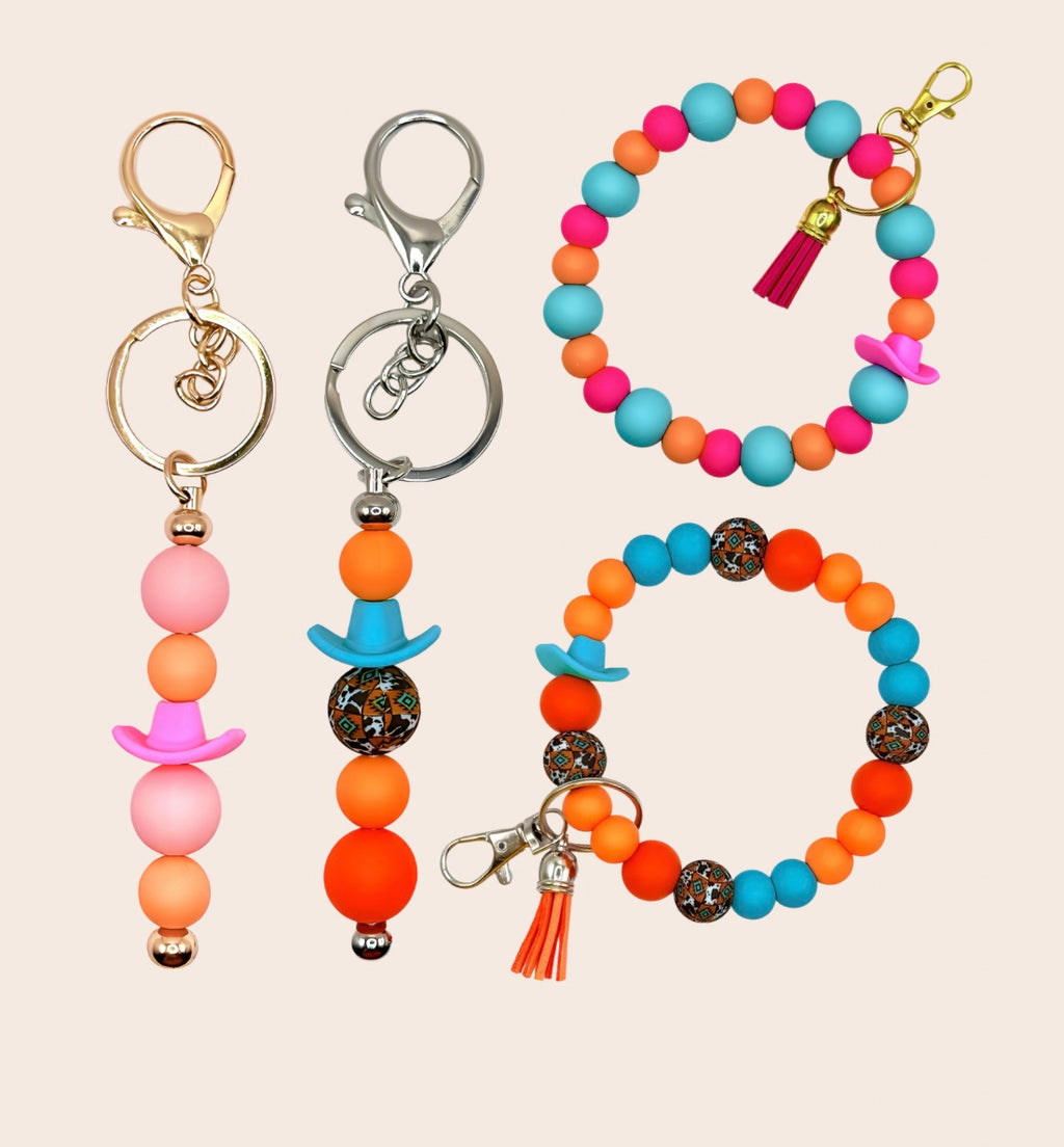 Western Charm Silicone Keychain – Colorful Cowboy Inspired