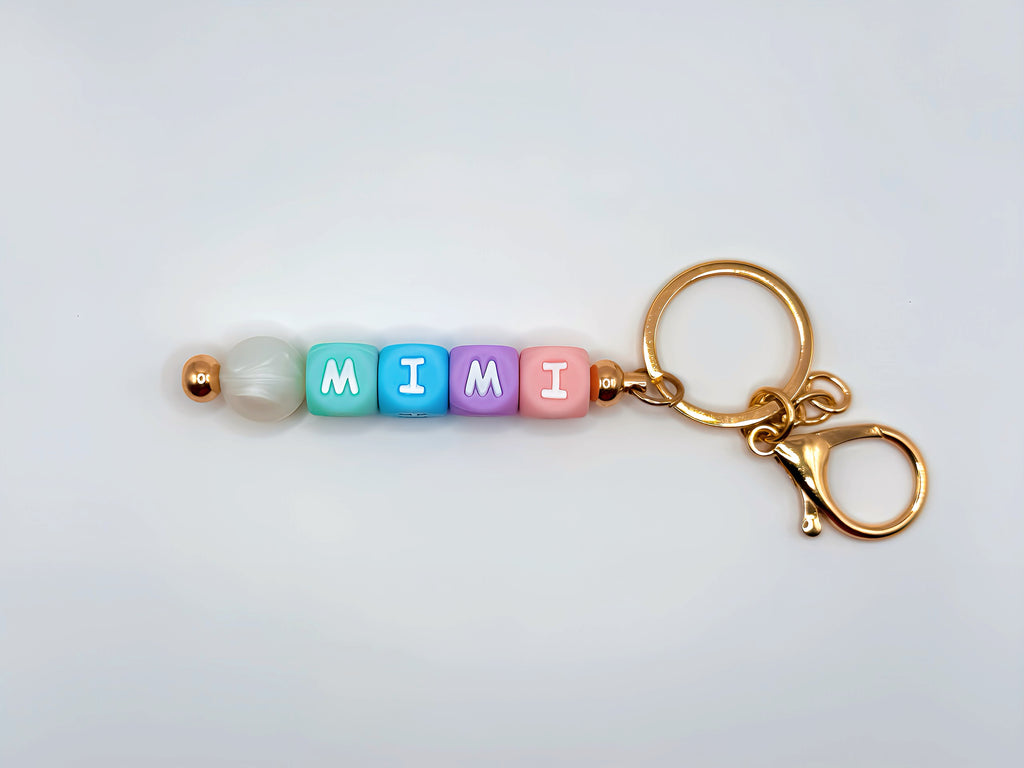 “Mimi” Silicone Bead Keychain - Gold