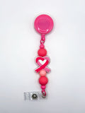 Breast Cancer Silicone Bead Badge Reel (Heart)