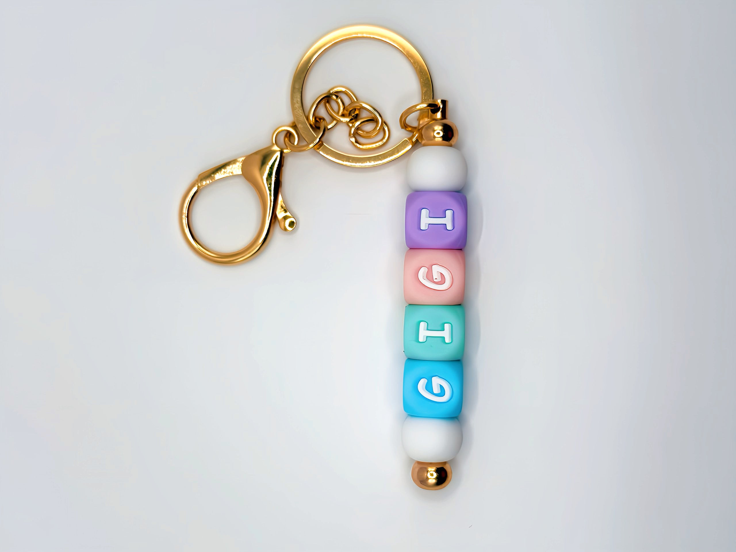 “Gigi” Silicone Bead Keychain - Gold