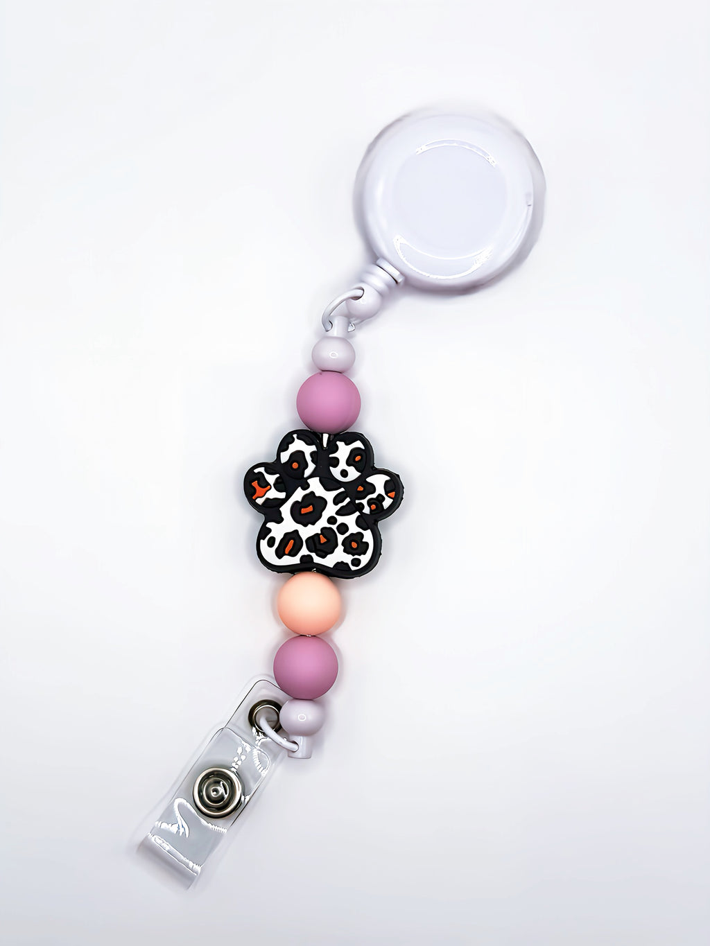 Paw Print Silicone Bead Badge Reel