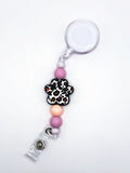 Paw Print Silicone Bead Badge Reel