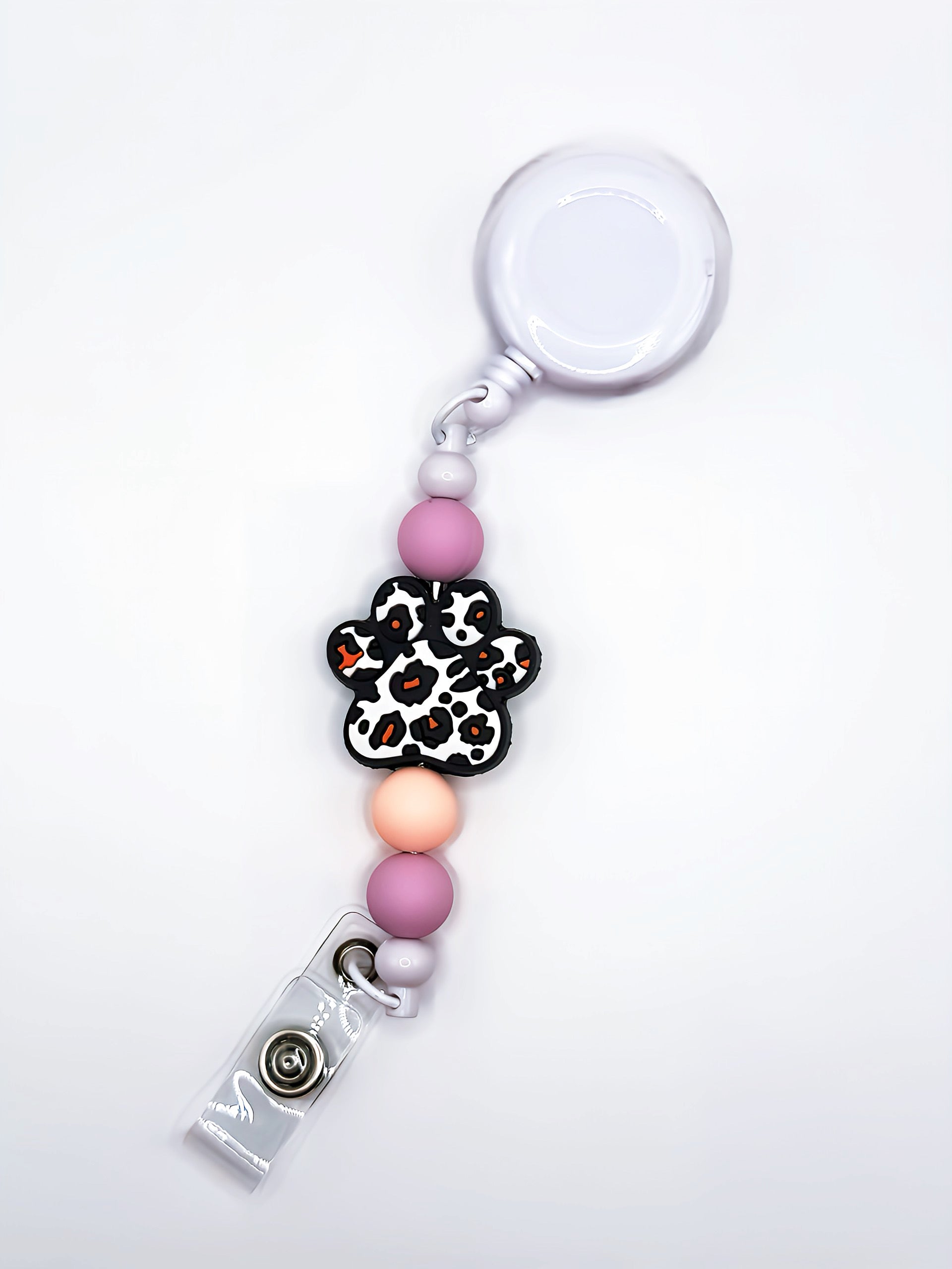 Paw Print Silicone Bead Badge Reel