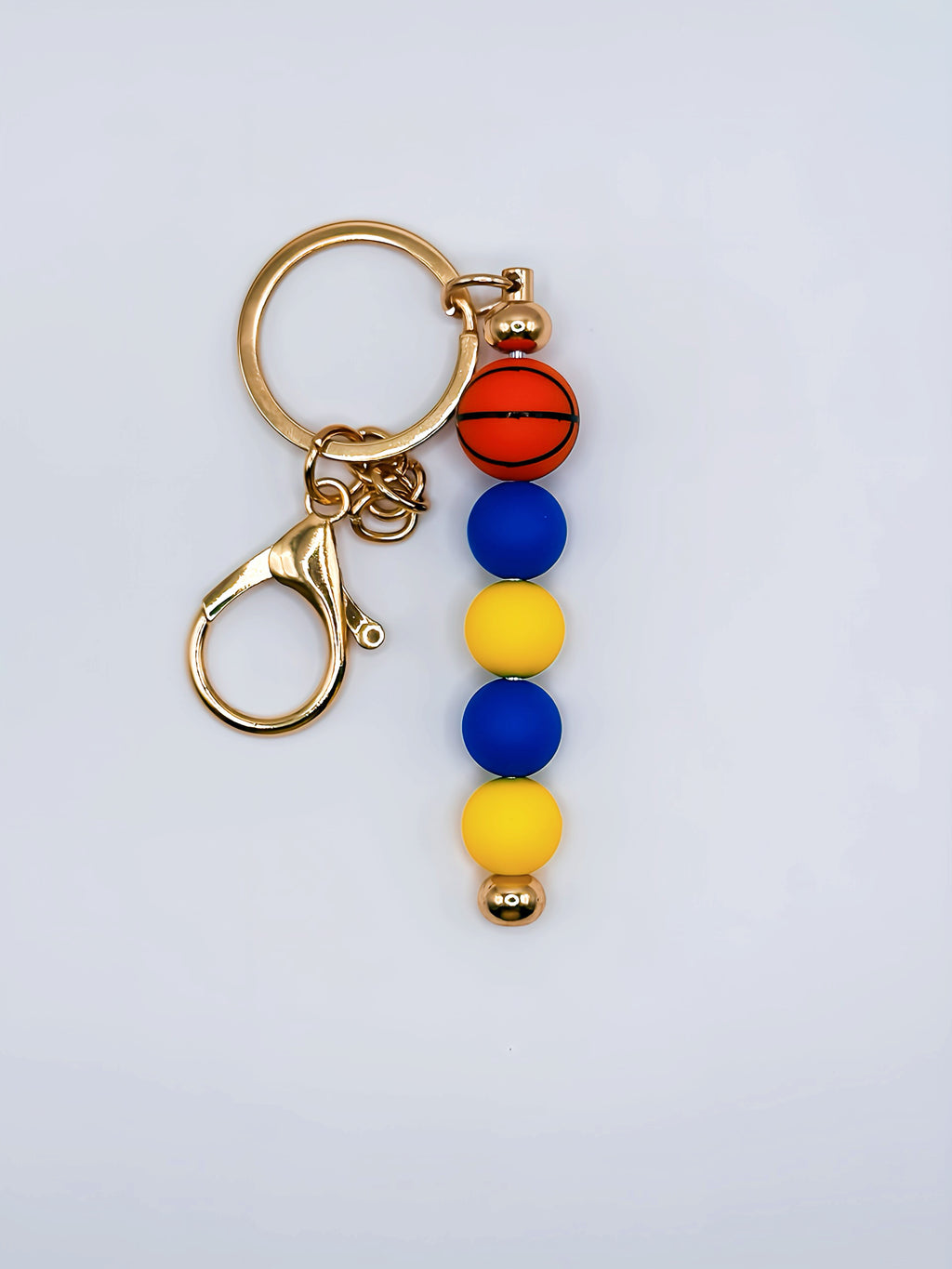 Basketball Silicone Bead Keychain (Warriors-Inspired, Blue & Gold)