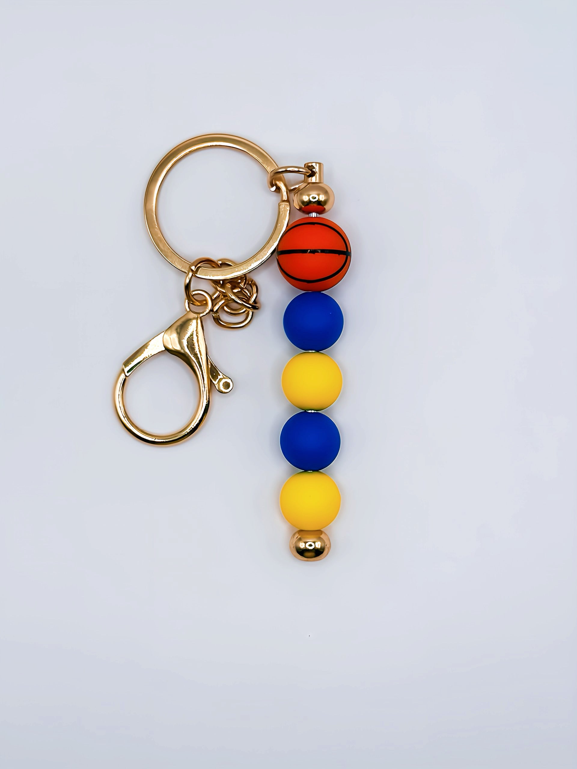 Basketball Silicone Bead Keychain (Warriors-Inspired, Blue & Gold)