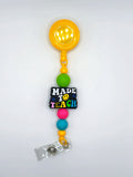 Teacher Silicone Bead Badge Reel (Yellow)