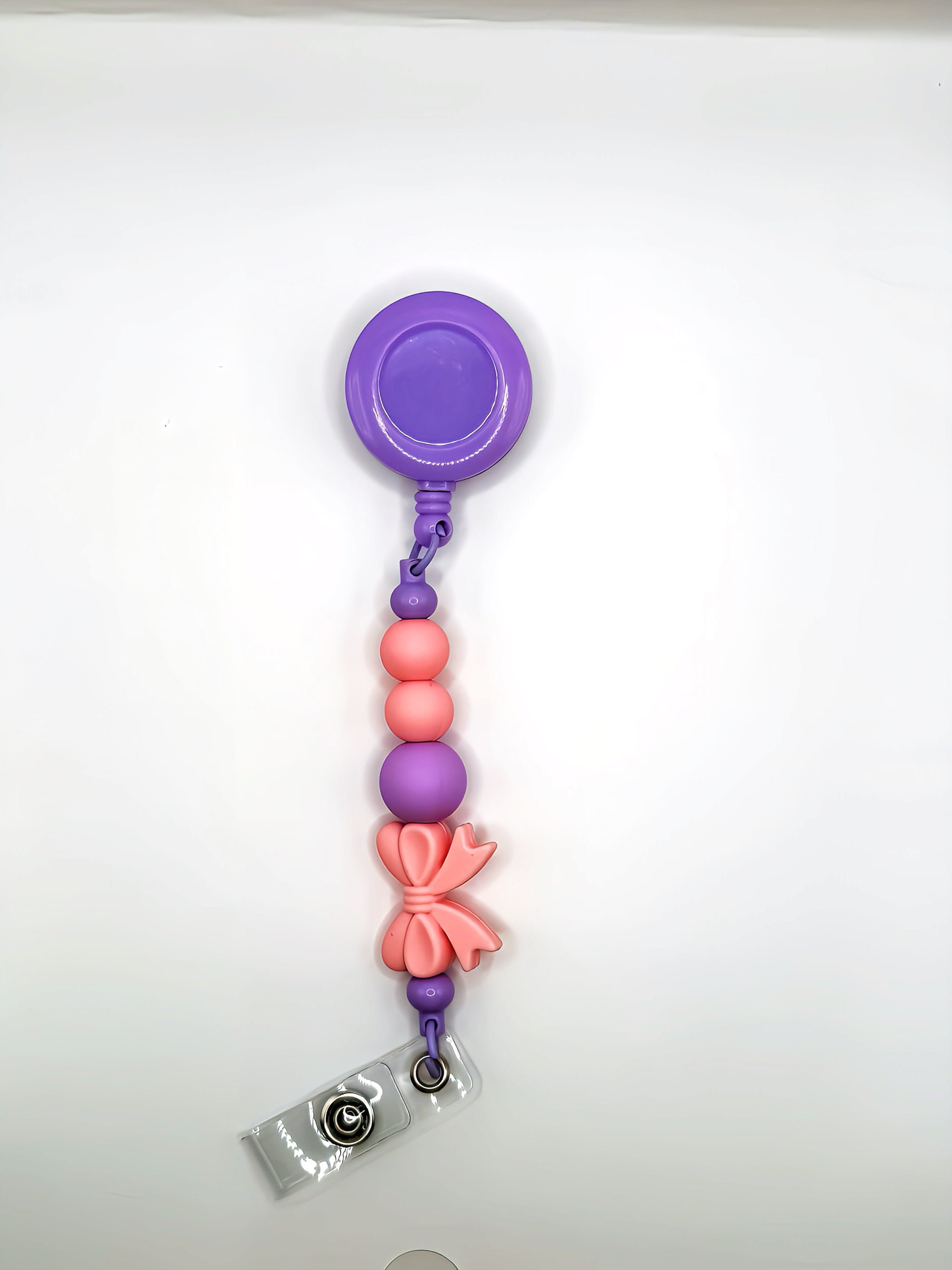 Pink & Purple Silicone Bead Badge Reel