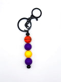 Basketball Silicone Bead Keychain (LA Inspired, Purple and Yellow)