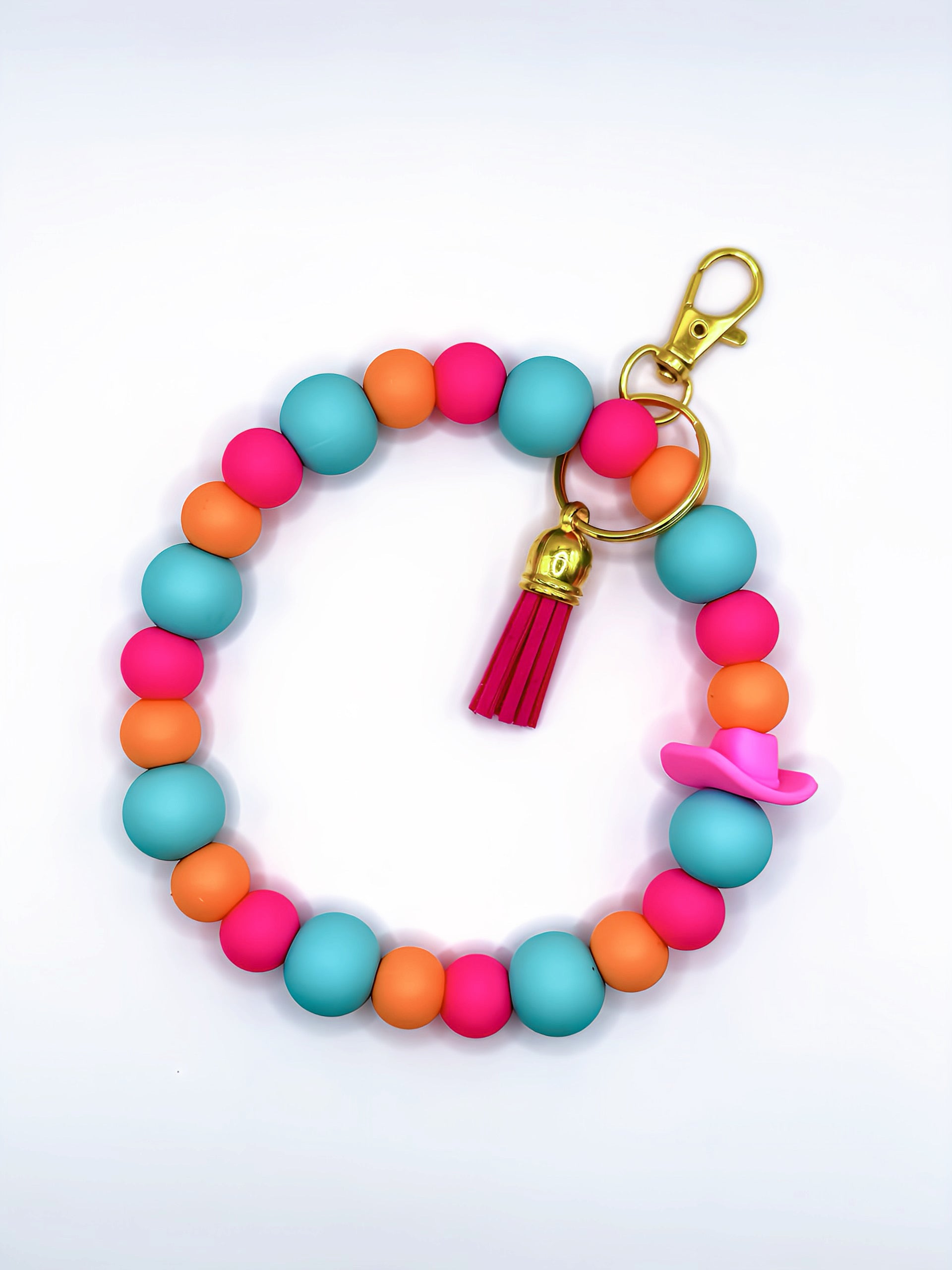 Pink Cowgirl Silicone Bead Wristlet