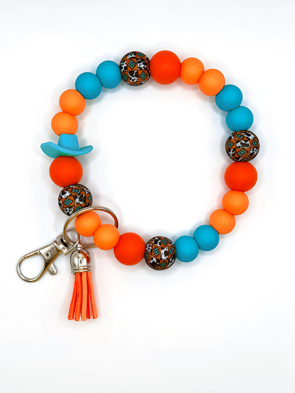 Western Silicone Bead Wristlet (Turquoise Cowboy Hat)