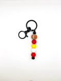 Football Silicone Bead Keychain (Chiefs- Inspired, Red & White)