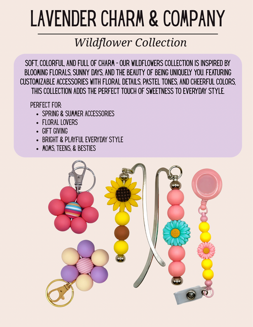 Blue Flower Silicone Bead Keychain