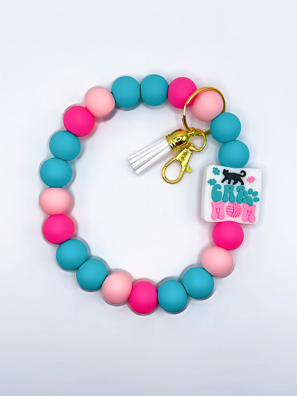 Cat Mom Silicone Bead Wristlet